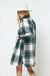 Plaid button up knee length long shirt jacket Madison