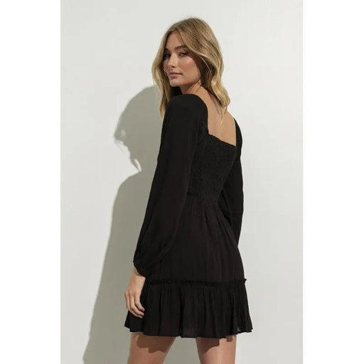Smock detail ruffle mini dress