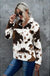 Zip collar cow print fleece sweatshirt Tracie's