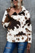 Zip collar cow print fleece sweatshirt Tracie's