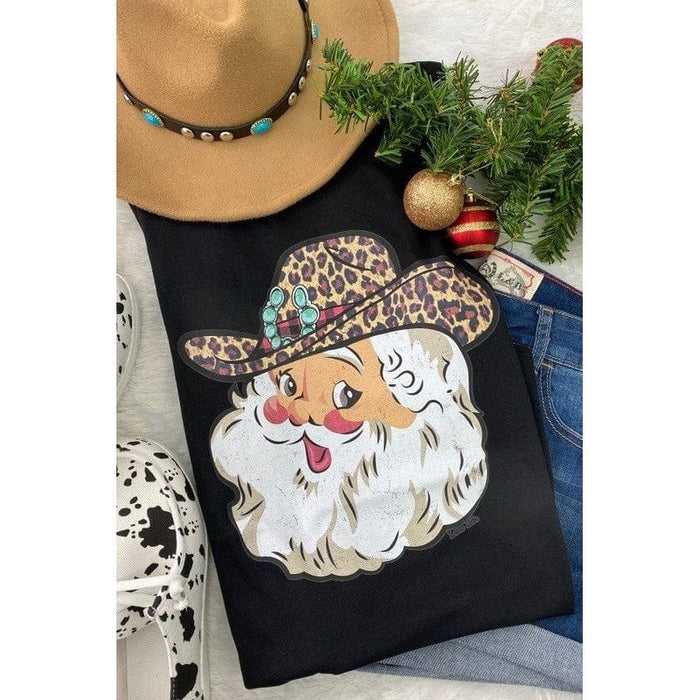 Camiseta de Papá Noel con sombrero de leopardo