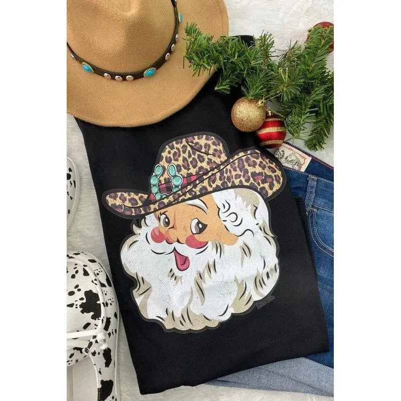 Leopard Hat Santa T-shirt L&B
