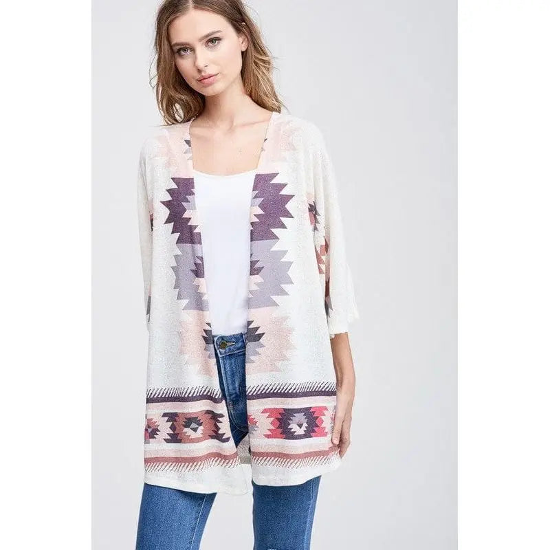 Aztec kimono cardigan- purples LECCE