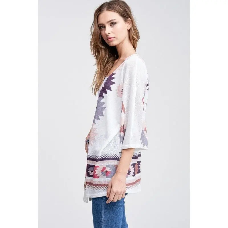 Aztec kimono cardigan- purples LECCE