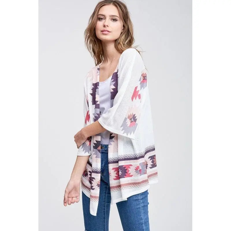Aztec kimono cardigan- purples LECCE