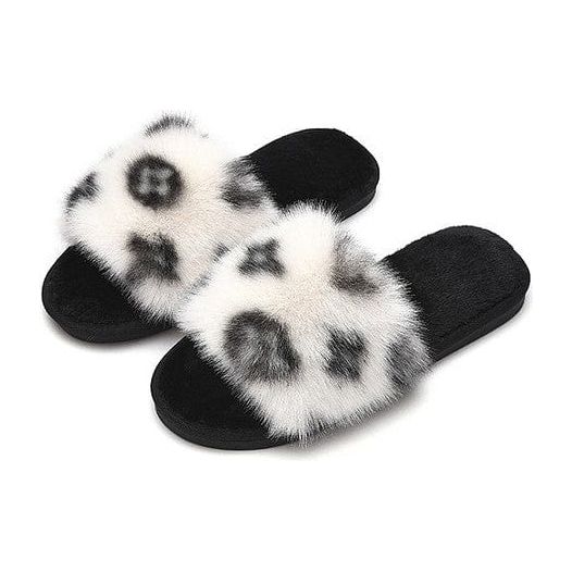 Women monogram fluffy comfy slipper