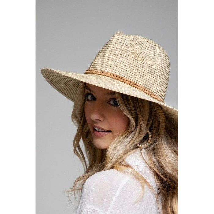 Suede braided double band panama hat