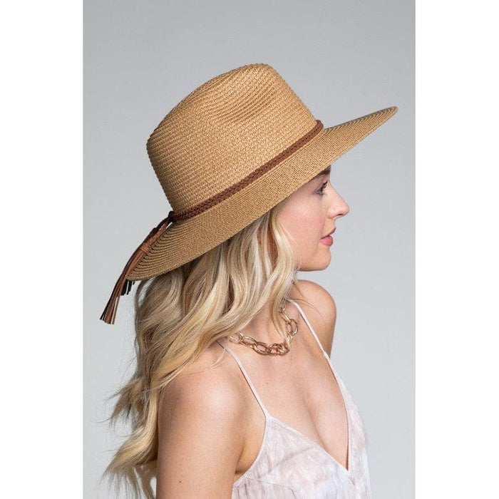 Suede braided double band panama hat