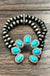Navajo pearl stretch bracelet, squash blossom natural turquoise isac trading