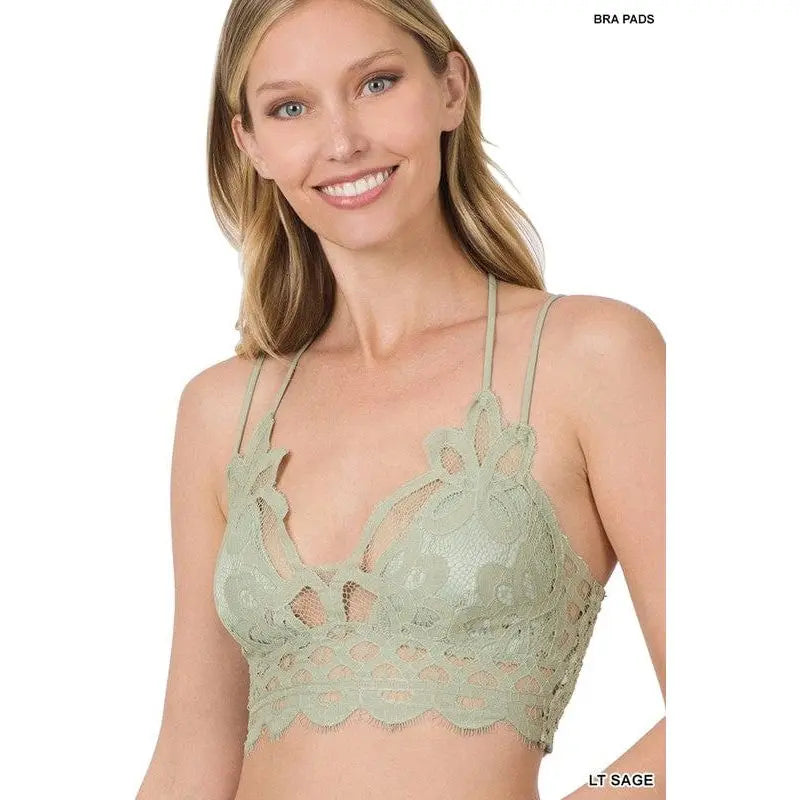 Crochet Lace Bralette With Bra Pads Zenana