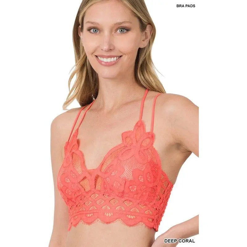 Crochet Lace Bralette With Bra Pads Zenana