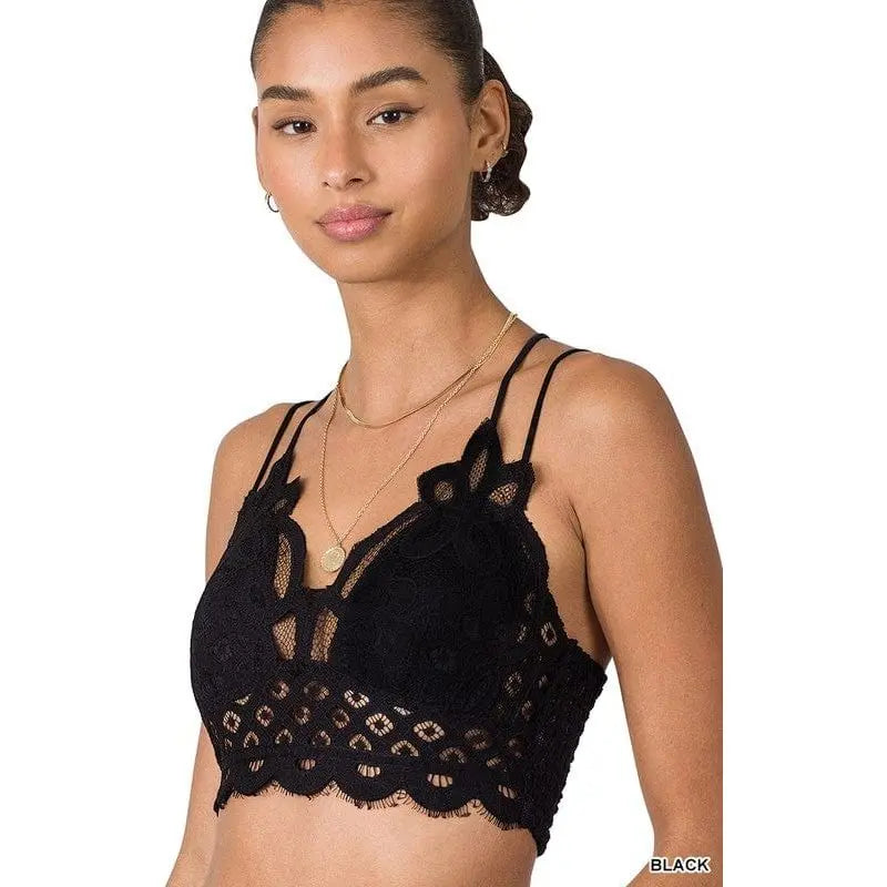 Crochet Lace Bralette With Bra Pads Zenana