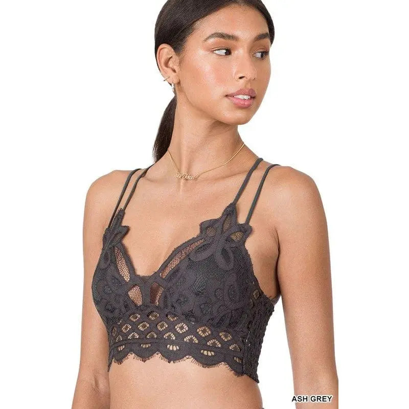 Crochet Lace Bralette With Bra Pads Zenana