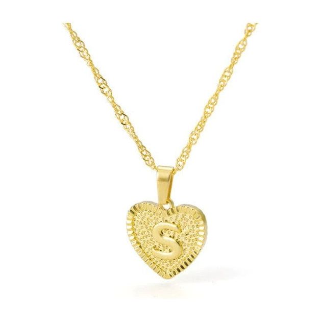 Initial letter heart pendant necklace