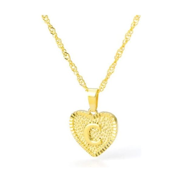 Initial letter heart pendant necklace