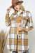 Plaid button up knee length long shirt jacket Madison