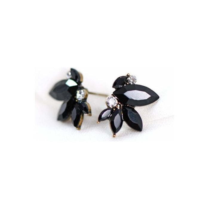 small Black Crystal Stud Earrings