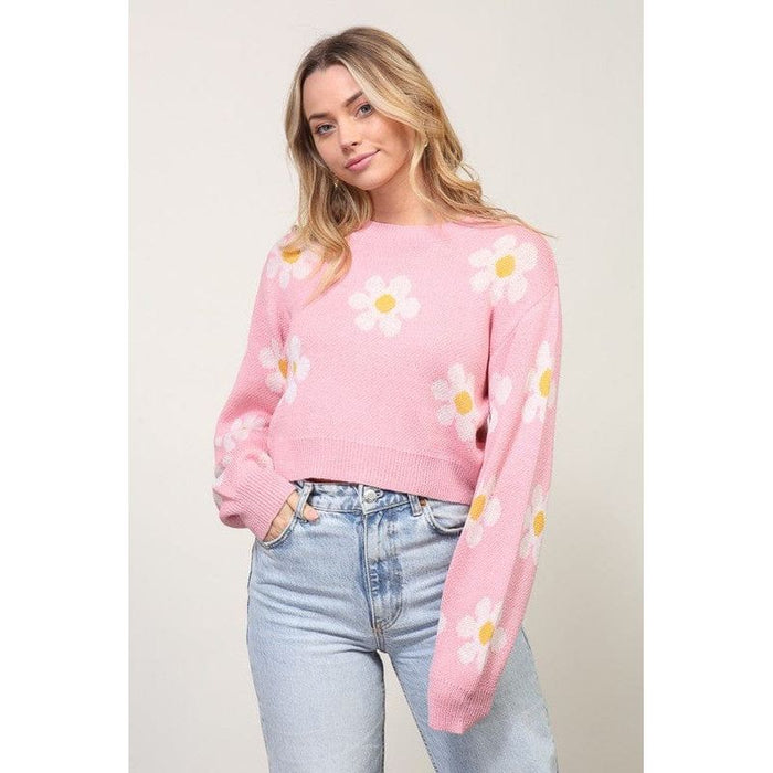 daisy print sweater