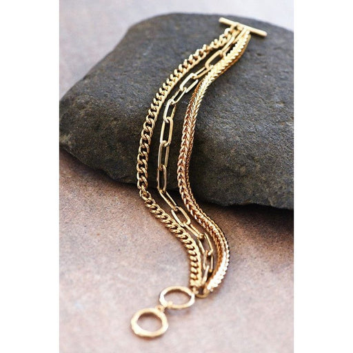 Layered gold paperclip chain link bracelet