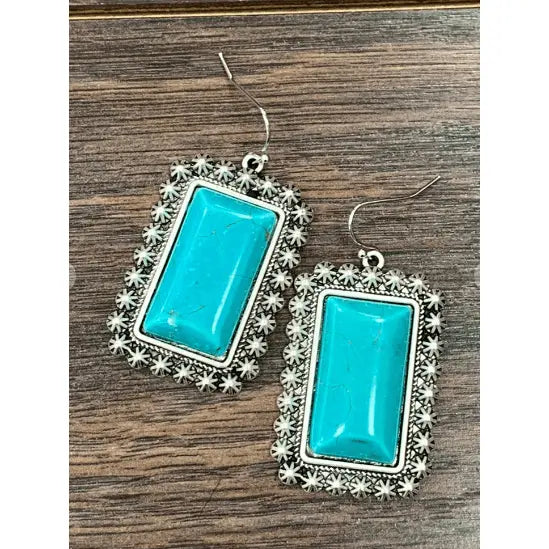 1.7" Long Natural Turquoise Earring - LECCE