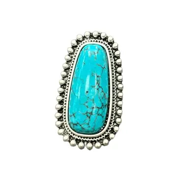 1.7" Natural Turquoise Adjustable Ring - LECCE