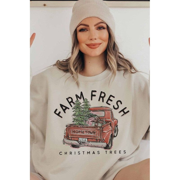 Farm fresh christmas trees graphic sweatshirt