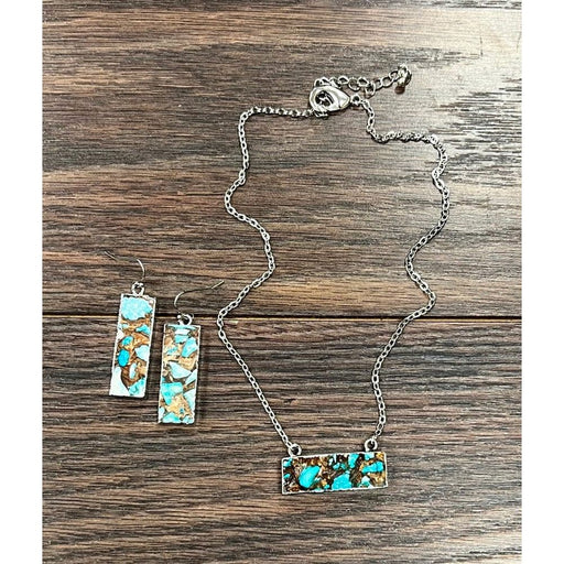 Gemstone turquoise necklace earrings set