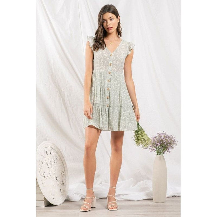 Speckled button up mini dress