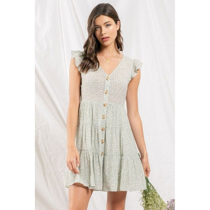 Speckled button up mini dress