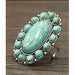 2" long Natural Turquoise Adjustable Ring - LECCE