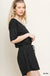 Short Sleeve V-Neck Pocket Romper with an Elastic Drawstring Waist LECCE