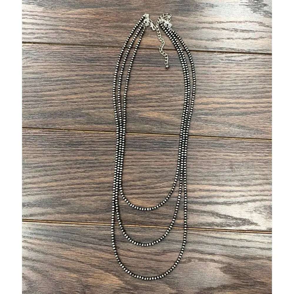 30" Long Tiny Navajo Pearl Layered Necklace - LECCE