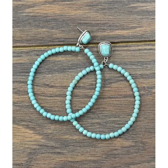 Turquoise hoop post earrings LECCE