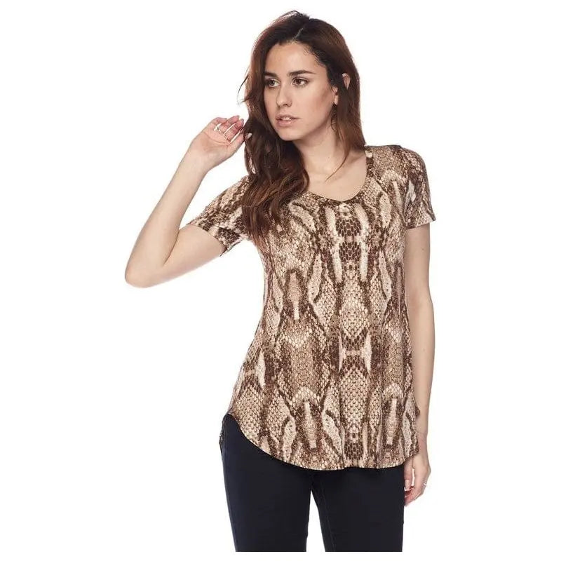 Round Hem Snake Print Tunic Top LECCE