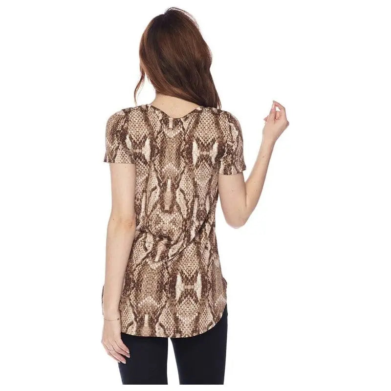 Round Hem Snake Print Tunic Top LECCE