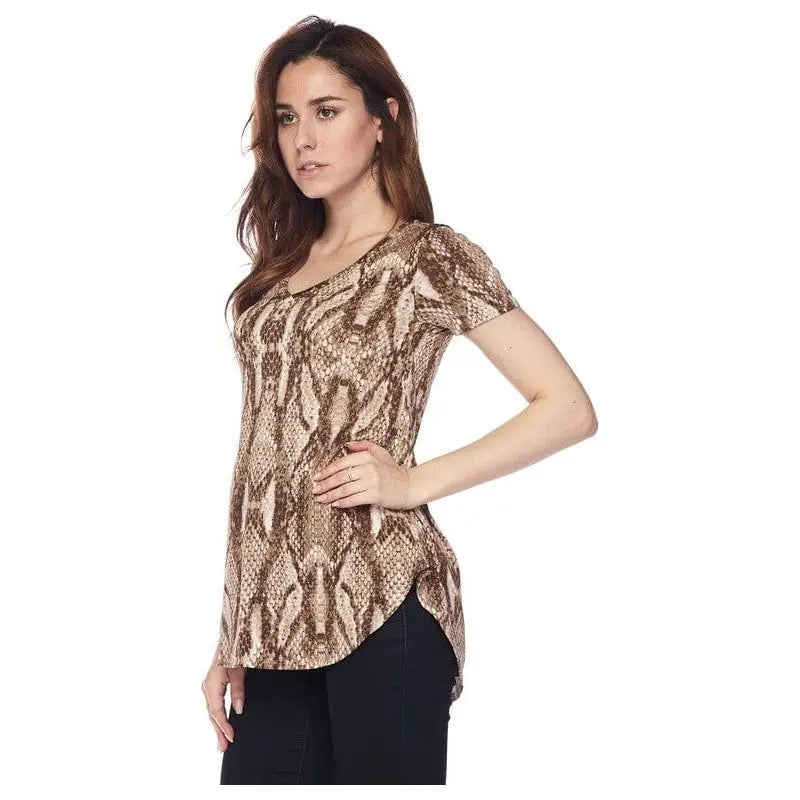 Round Hem Snake Print Tunic Top LECCE