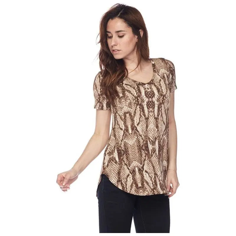 Round Hem Snake Print Tunic Top LECCE