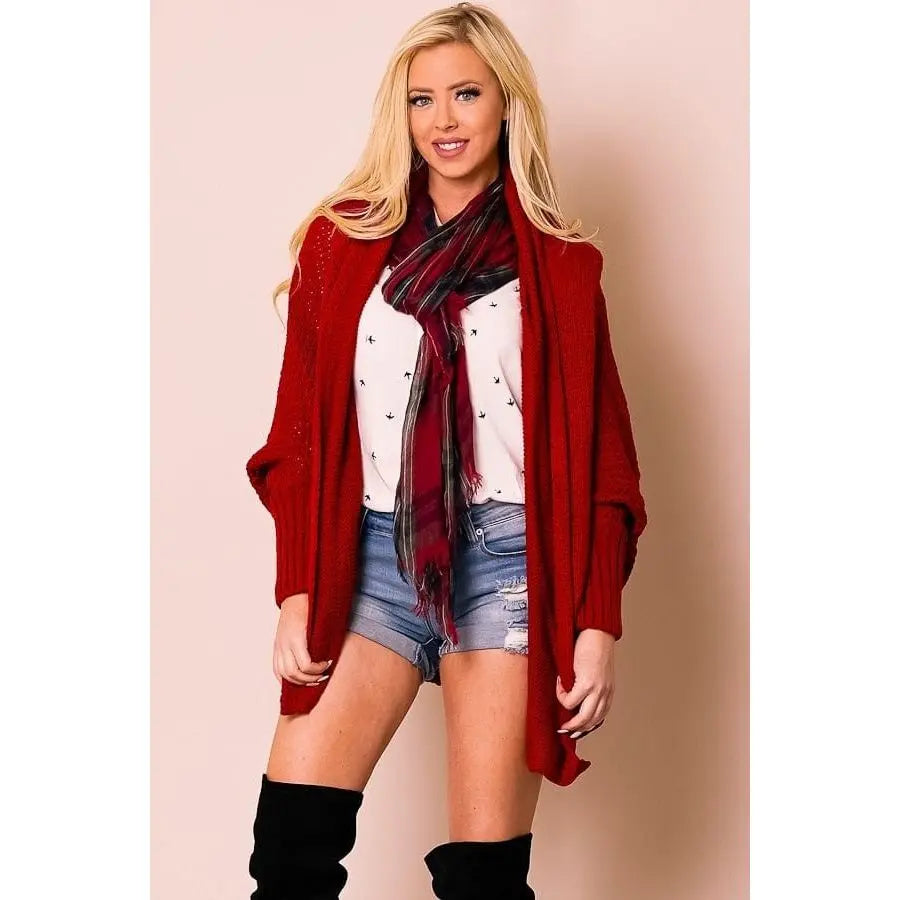 KNIT DOLMAN sleeve long ribbed cardi