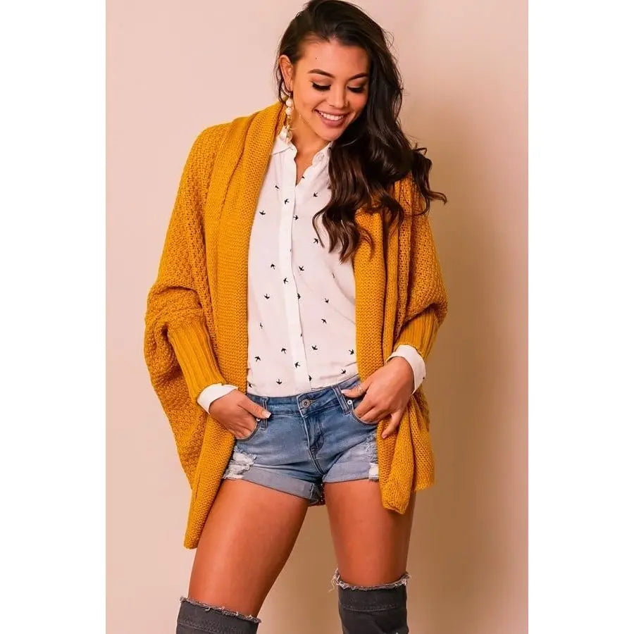 KNIT DOLMAN sleeve long ribbed cardi