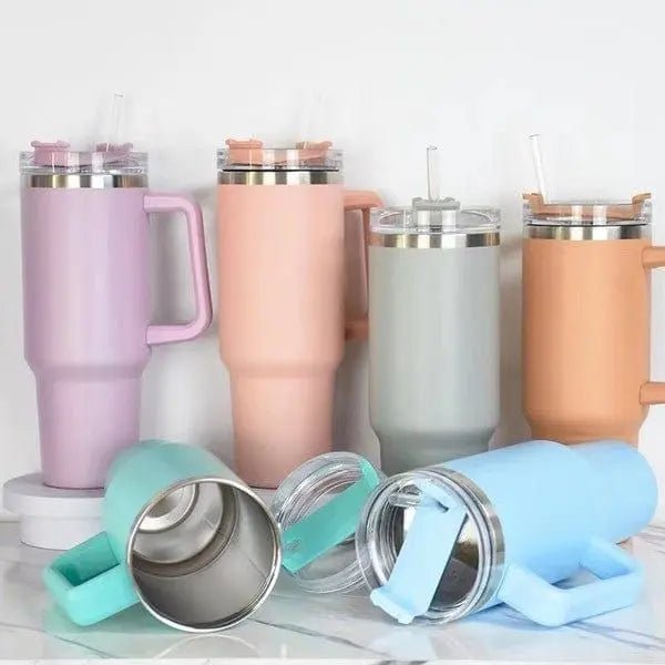 40 oz travel tumbler with handle and straw - LECCE