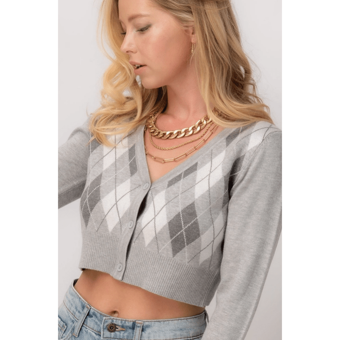 Knit Cropped Button Cardigan