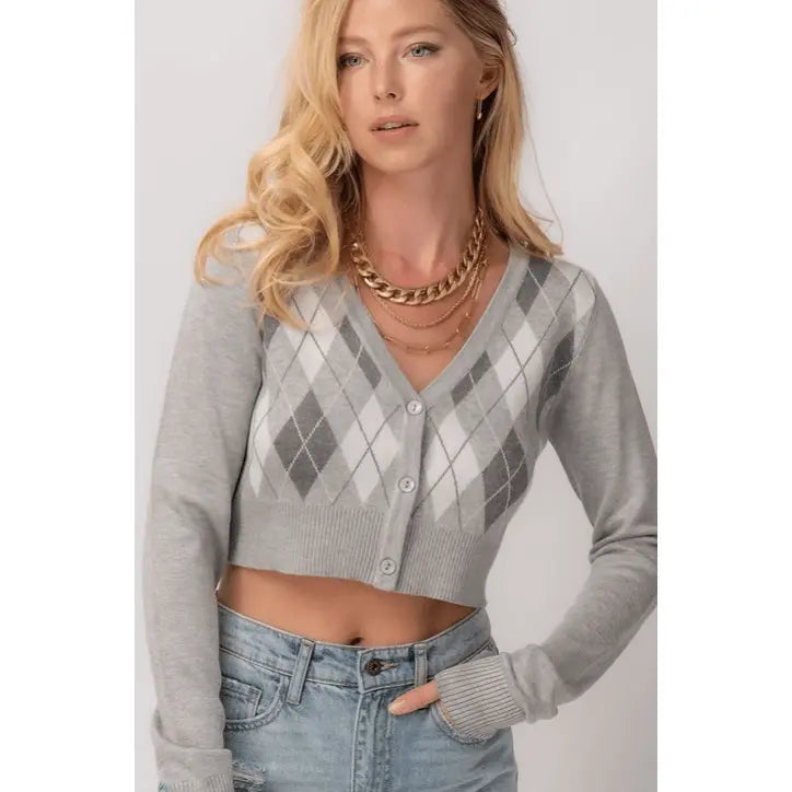 Knit Cropped Button Cardigan