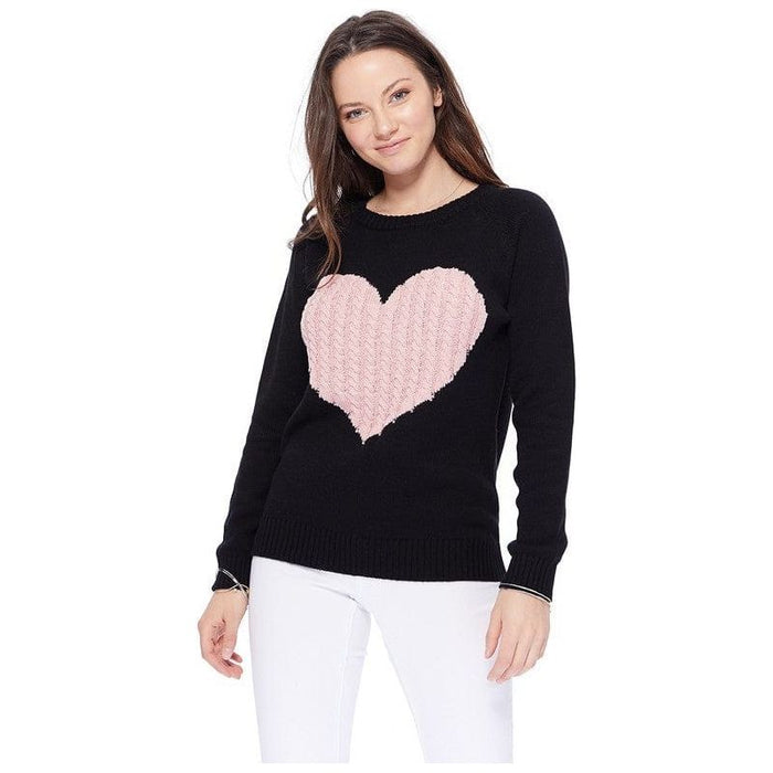 Love heart jacquard round neck pullover sweater