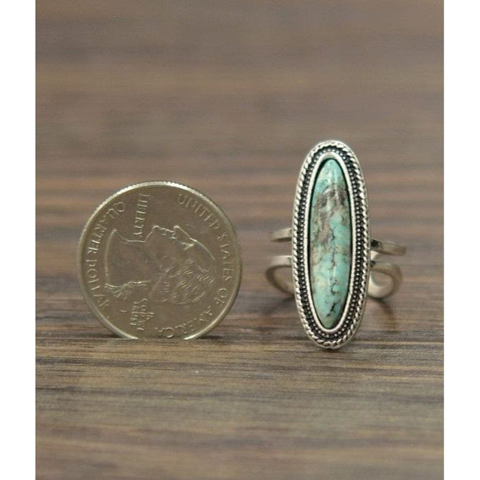 Natural turquoise adjustable ring