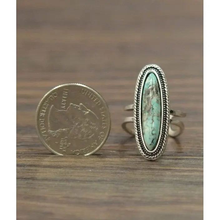 Natural turquoise adjustable ring LECCE