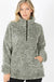 MELANGE FAUX FUR HALF ZIP POCKET PULLOVER Zenana