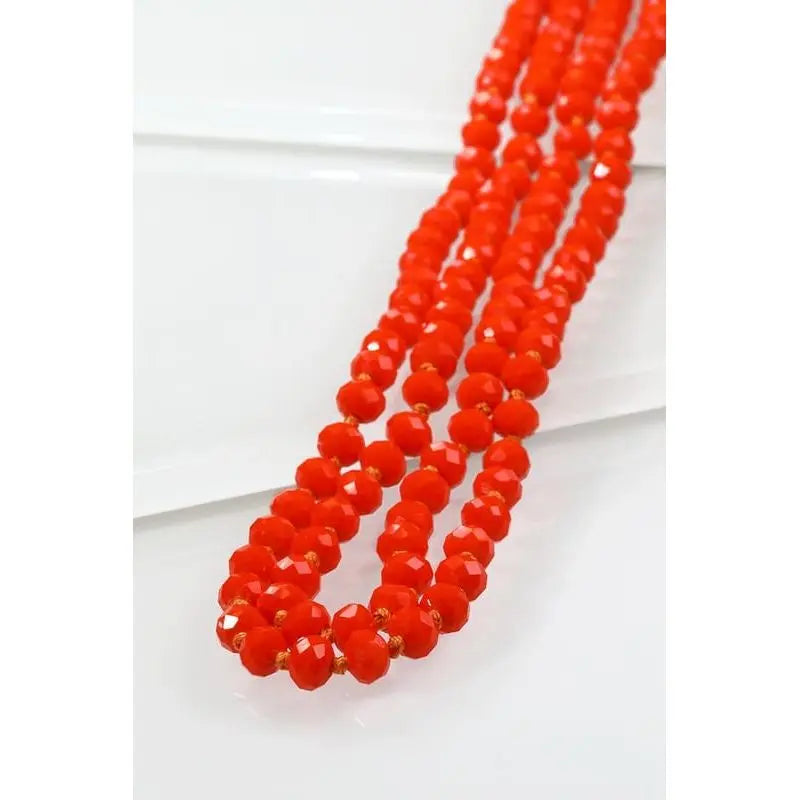GLASS BEAD AND KNOTTED THREAD LONG NECKLACE LECCE