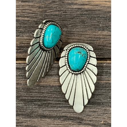1" Long, Natural Turquoise Post Earrings