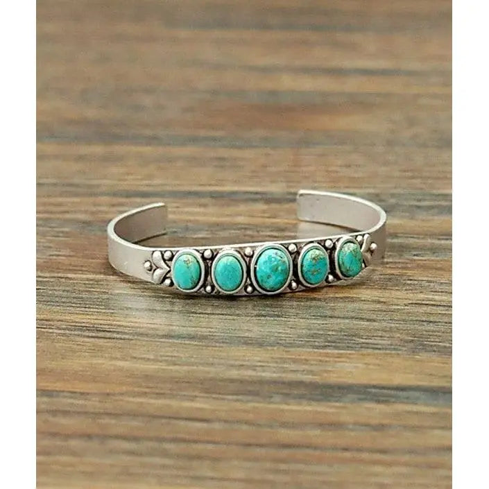 Natural turquoise "C" cuff bracelet isac trading
