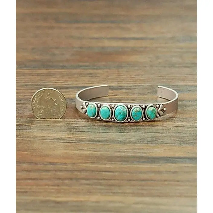Natural turquoise "C" cuff bracelet isac trading